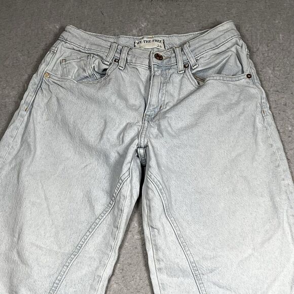 Free People We The Free Risk Taker Jeans Womens Size 26 Blue High Rise Straight - Picture 2 of 15